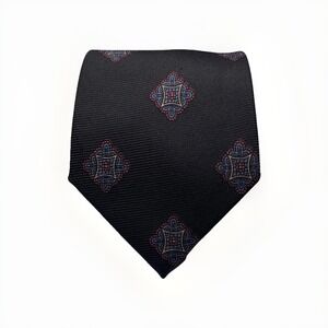 Ferrell Reed x David Evans Canterbury Silk Tie Black Hand Made & Printed England
